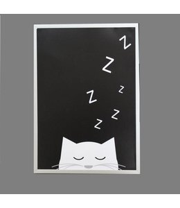 Kinderposter slapend katje met lijst A4