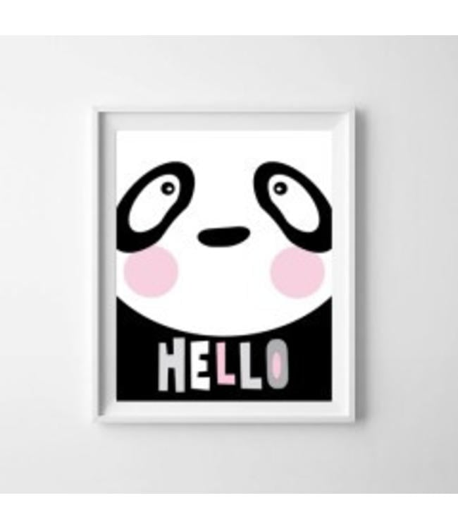 Kinderposter lieve panda met lijst A4