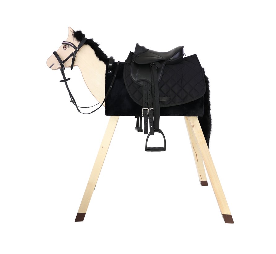 Houten Speelpaard met Vacht 80 - 100 - 120 cm