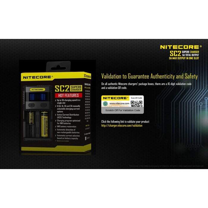 Nitecore Nitecore SC2 SUPERB batterij lader voor Li-ion/Nimh batterijen