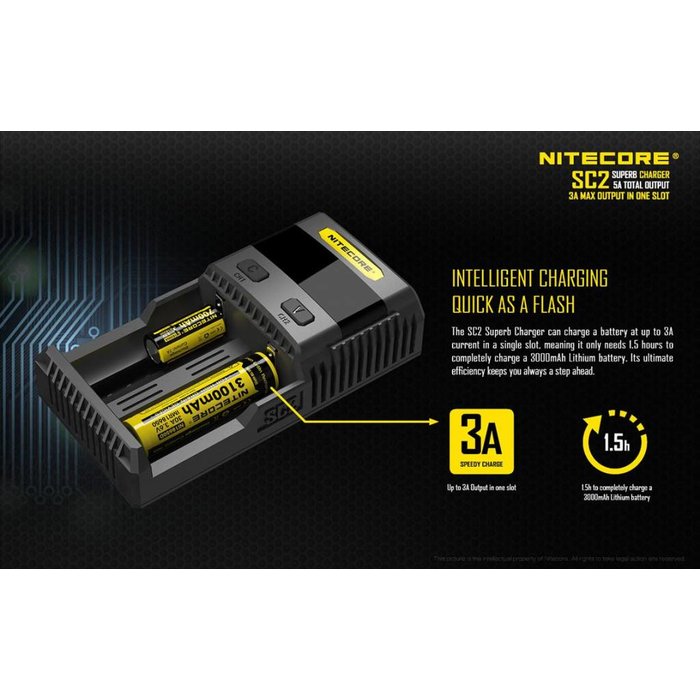 Nitecore Nitecore SC2 SUPERB batterij lader voor Li-ion/Nimh batterijen