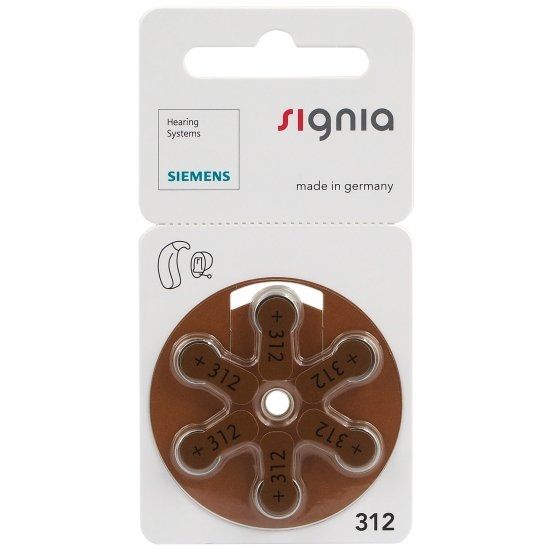 Siemens 312 Hoorbatterijen Bruin - PR41 Zink-Lucht 1.45V - Blister 6 stuks