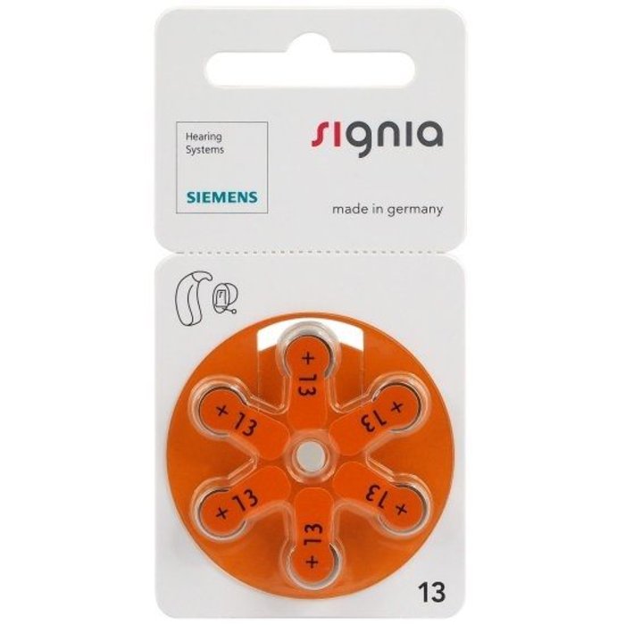 Siemens 13 Hoorbatterijen Oranje - PR48 Zink-Lucht 1.45V - Blister 6 stuks