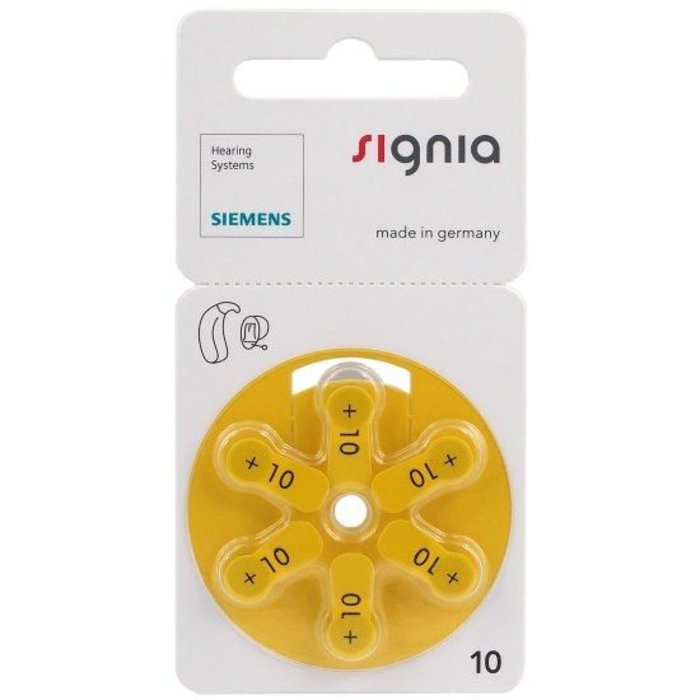 Siemens 10 Hoorbatterijen Geel - PR70 Zink-Lucht 1.45V - Blister 6 stuks