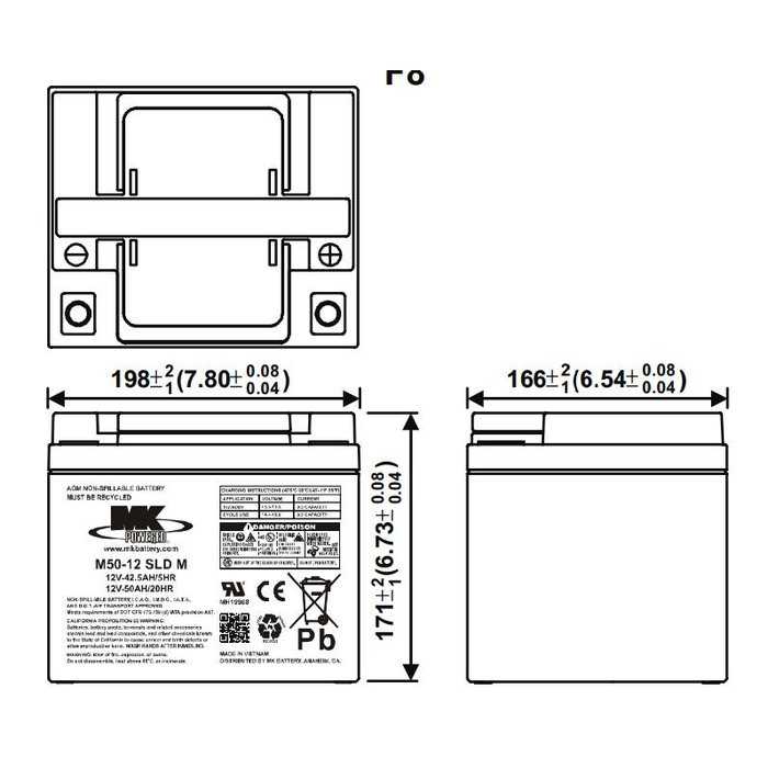 MK Battery 12V, 50 Ah AGM accu M50-12 SLD M