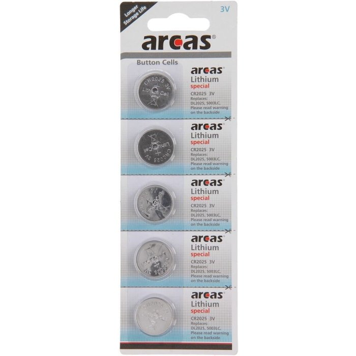 Arcas CR2025 Lithium knoopcel blister 5 stuks