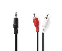 Nedis Stereo-Audiokabel | 3,5 mm Male | 2x RCA Male | Vernikkeld | 5.00 m | Rond | Zwart | Polybag