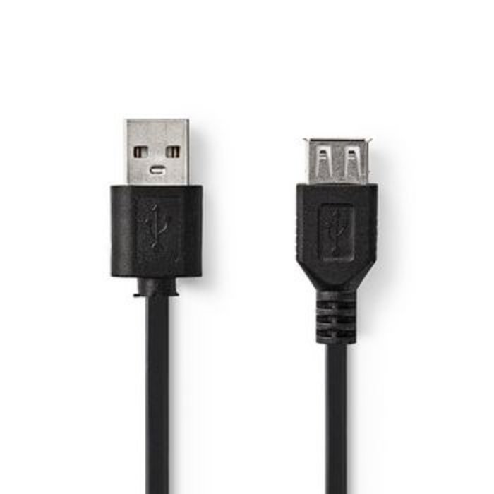 Nedis USB 2.0 VerlengKabel 1 meter Zwart