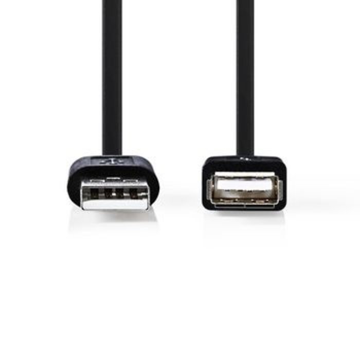 Nedis Kabel USB 2.0 | A male - USB A female | 1,0 m | Zwart