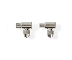 Nedis IEC (Coax) Connector | Gehoekt | Female / Male | Vernikkeld | 75 Ohm | Schroef | Diameter kabelinvoer: 7.0 mm | Metaal | Metaal | 2 stuks | Blister