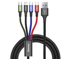 Baseus 4in1 USB-kabel - 2x USB-C, Lightning, micro-USB 120cm Baseus Rapid CA1T4-B01 tot 3,5A