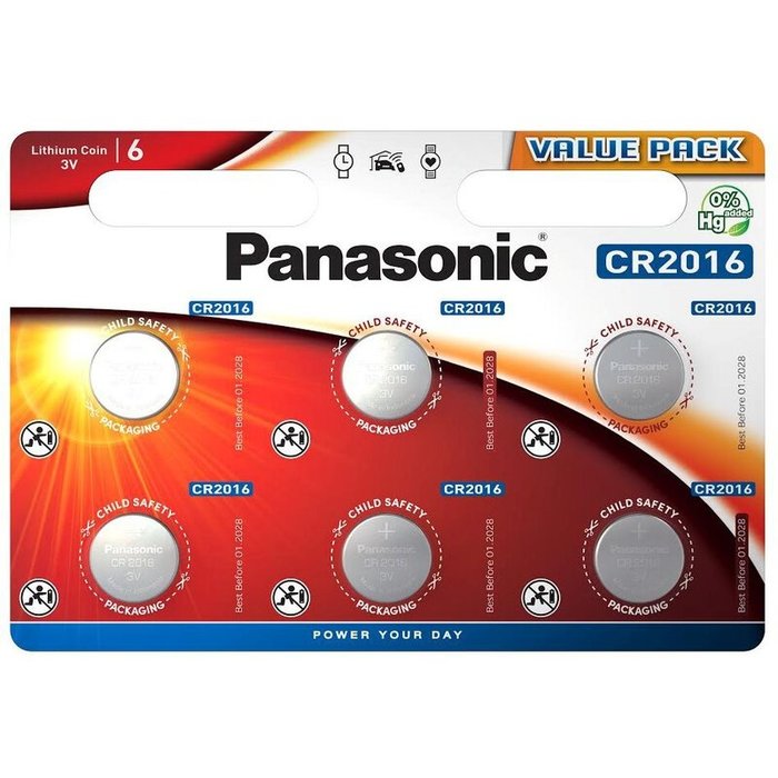 Panasonic CR2016 Lithium knoopcel Panasonic - 6 stuks