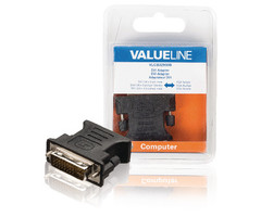 Valueline DVI-Adapter DVI-I 24+5-Pins Male - VGA Female 15-Pins Zwart