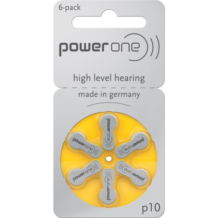 Power One 10 Hoorbatterijen Geel - P10 PR70 Zink-Lucht 1.45V - Blister 6 stuks