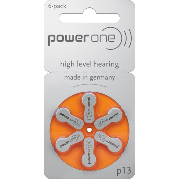 Power One 13 Hoorbatterijen Oranje - P13 PR48 Zink-Lucht 1.45V - Blister 6 stuks