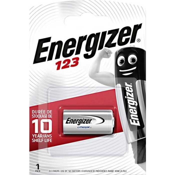 Energizer Lithium CR123A Batterij 3V – 1500mAh – 10 Jaar Houdbaar – Niet Oplaadbaar – Li/MnO2 – 1 stuk