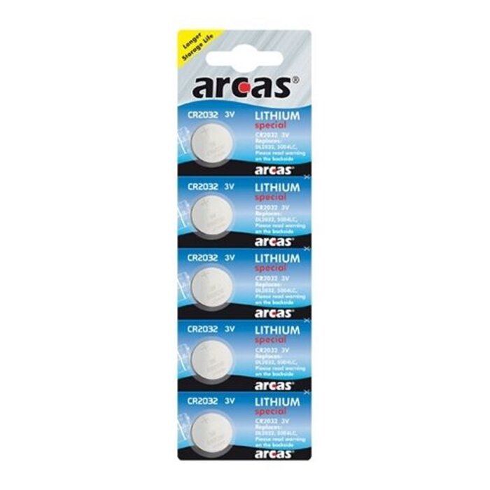 Arcas Arcas CR2032 Knoopcel 5 Stuks 3V Lithium Batterij