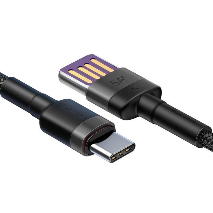 Baseus USB kabel - USB-C 40W - 5A - Super charge 1 meter Grijs/Zwart