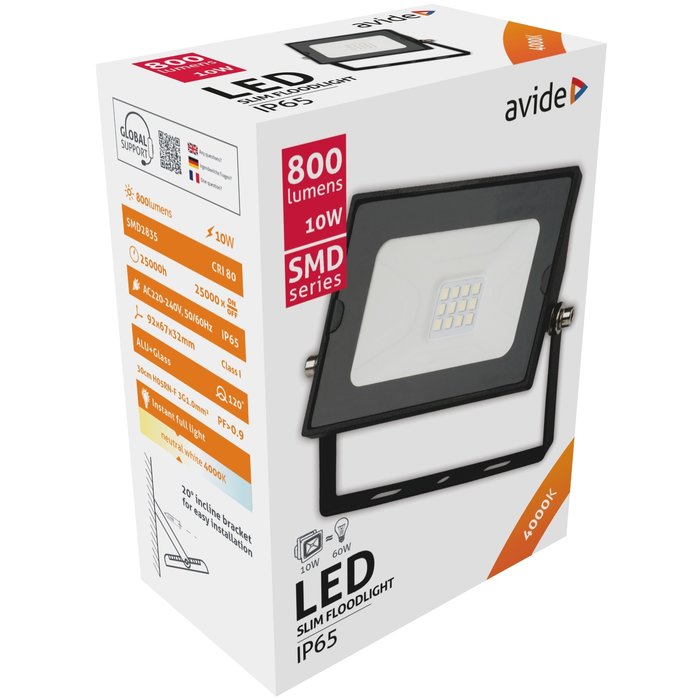 Avide LED Flood light  10 W  4000K Slim Line  SMD Neutraal wit licht