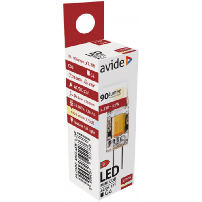 Avide LED 1.2W G4 COB EW 2700K - 9.6 x 30.5 mm