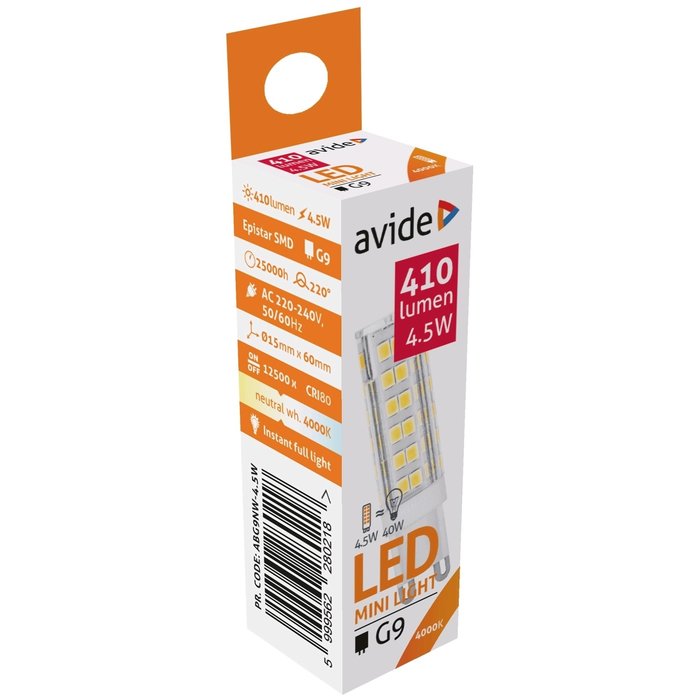 Avide G9 Led-lamp 4.5W  neutraal wit  4000K