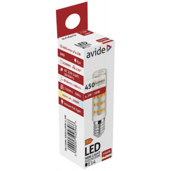 Avide LED Lamp E14 - 4.2 Watt 3000K