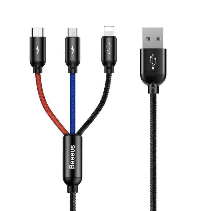 Baseus 3in1 USB-kabel - USB-C, Lightning, micro-USB 120cm