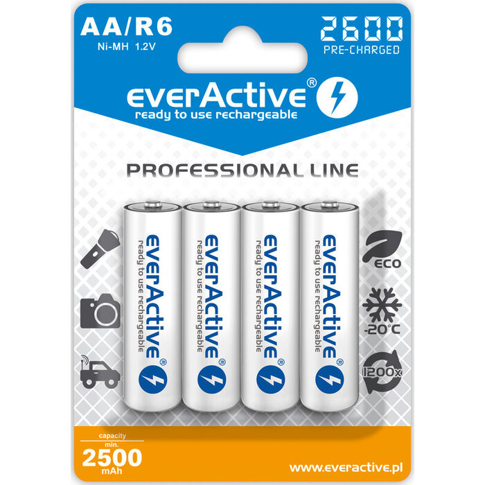 everActive 4 stuks AA  2500mAh Oplaadbaar
