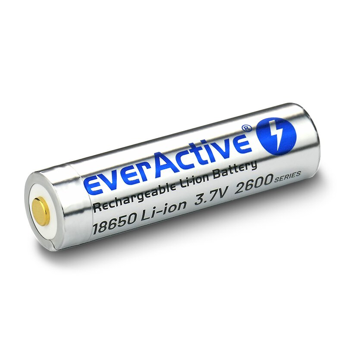 EverActive  18650 3.7V Li-ion 2600mAh  oplaadbaar micro USB batterij