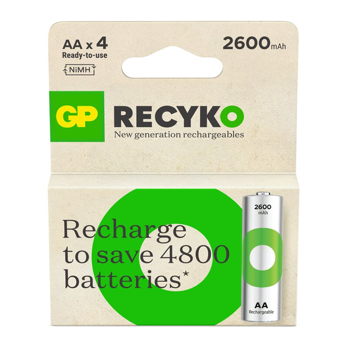 GP Batteries AA  2600mAh 4 stuks GP Recyko Oplaadbare batterijen