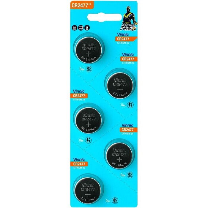 Vinnic CR2477  lithium knoopcel batterijen 5 stuks