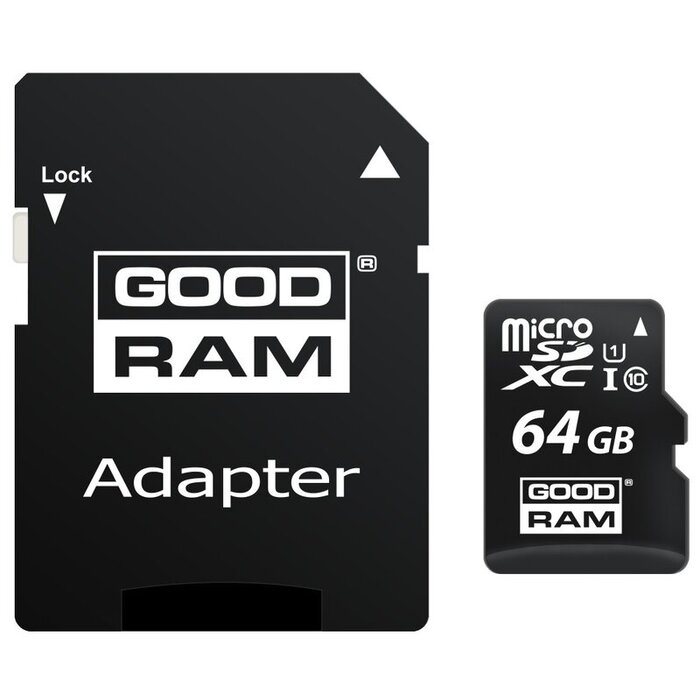 Goodram 64 GB microSDXC  Class 10 UHS-I geheugen kaart + SD Adapter