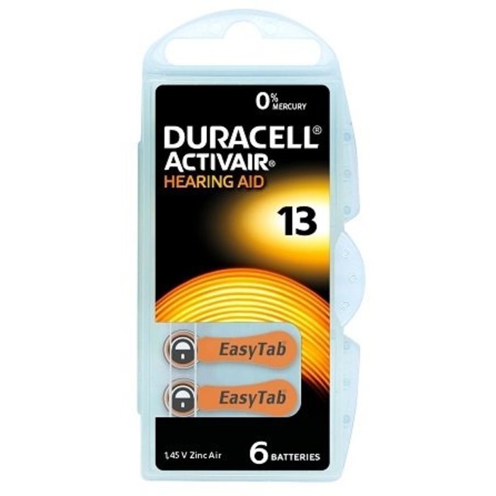 Duracell 13 Hoorbatterijen ActivAir EasyTab – Oranje – Blister 6 stuks (PR48 / DA13)