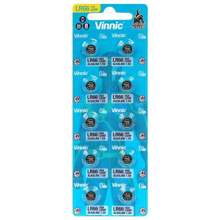 Vinnic AG4 -  LR66 Alkaline knoopcel batterijen 10 stuks