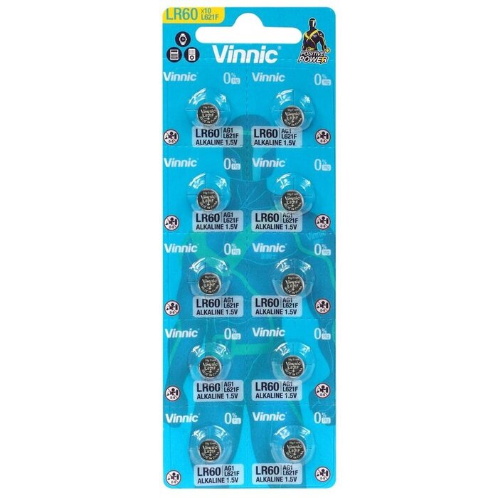 Vinnic AG1- LR60 Knoopcel batterijen  10 stuks