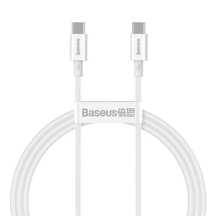 Baseus USB-C naar USB-C kabel Max 100 Watt - Wit - 1 meter