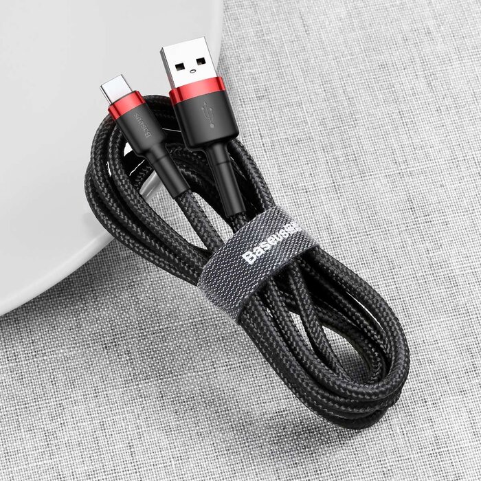 Baseus USB - USB-C kabel 200 cm zwart/rood CATKLF-C91