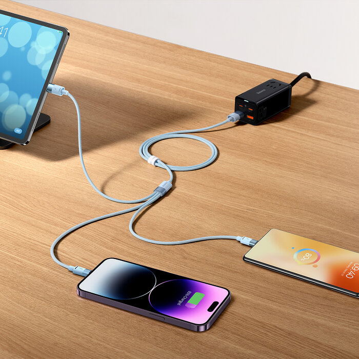 Baseus 3in1 USB-kabel - USB-C, + Lightning +  micro-USB 120cm
