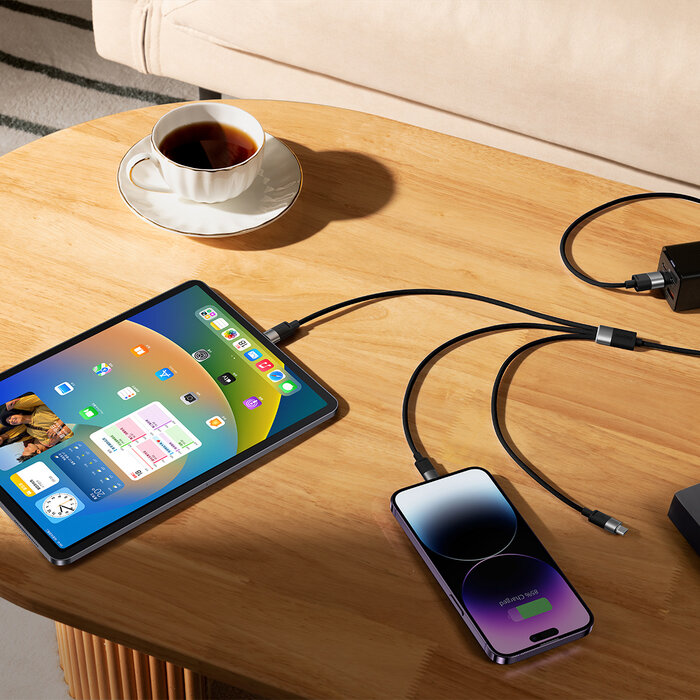 Baseus 3in1 USB-kabel - USB-C, + Lightning +  micro-USB 120cm