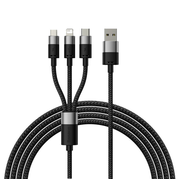 Baseus 3in1 USB-kabel - USB-C, + Lightning +  micro-USB 120cm