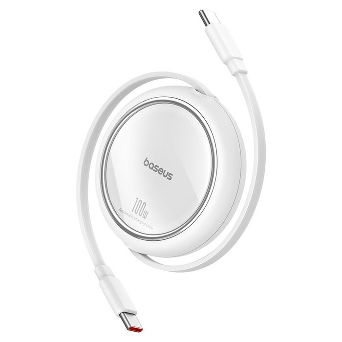 Baseus USB-C naar USB-C kabel Max 100 Watt - Wit - 1 meter  oprolbaar