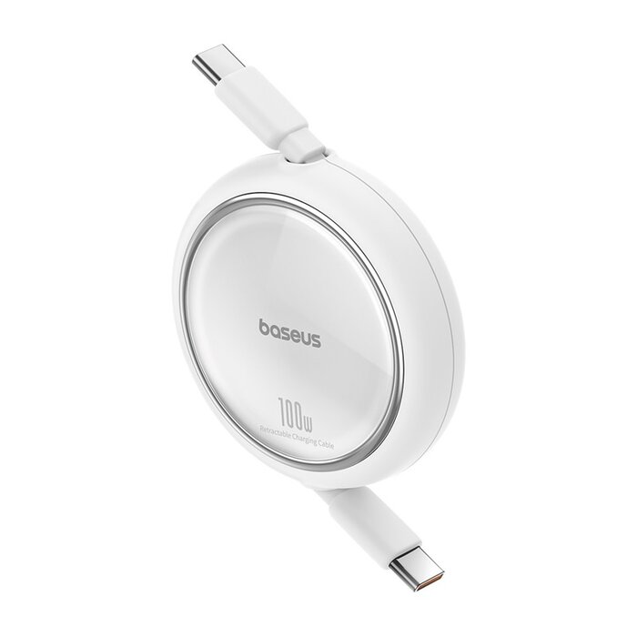 Baseus USB-C naar USB-C kabel Max 100 Watt - Wit - 1 meter  oprolbaar