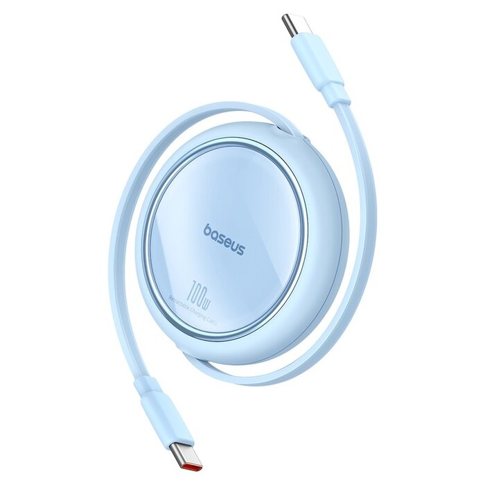 Baseus USB-C naar USB-C kabel Max 100 Watt - Blauw- 1 meter  oprolbaar