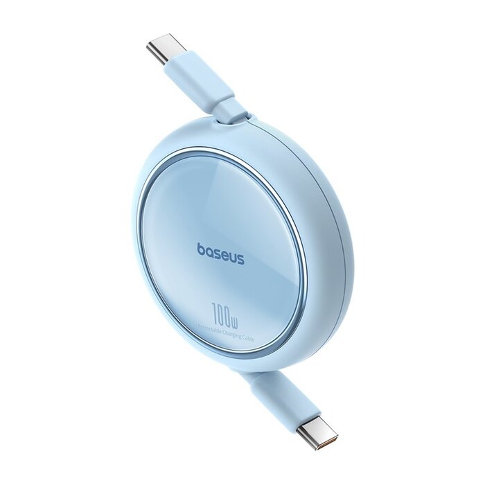 Baseus USB-C naar USB-C kabel Max 100 Watt - Blauw- 1 meter  oprolbaar