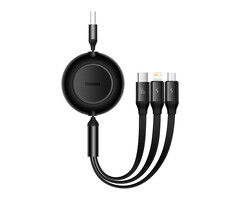 Baseus 3in1 USB-kabel - USB-C, Lightning, micro-USB 110cm oprolbaar 66 Watt