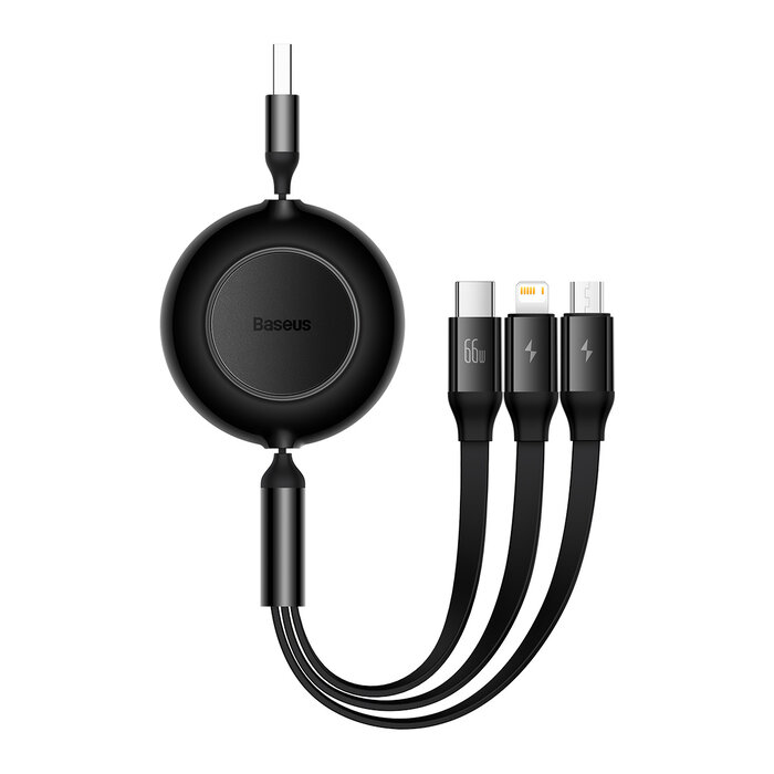Baseus 3in1 USB-kabel - USB-C, Lightning, micro-USB 110cm oprolbaar