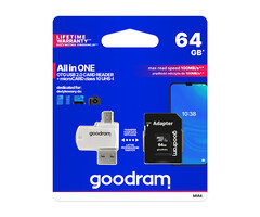 Goodram 64 GB microSDXC geheugen kaart  met  SD Adapter en Cardreader