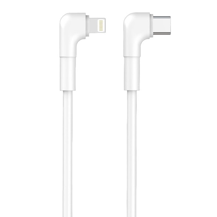 maXlife USB-C naar Apple Lightning  kabel 100cm  wit haaks