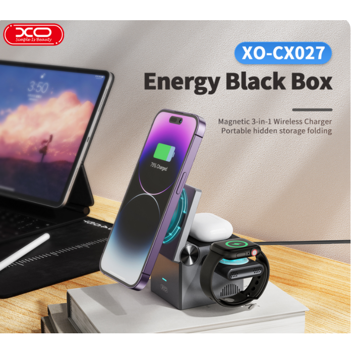 XO Magnetische draadloze 3 in 1 lader