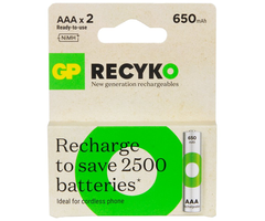 GP Batteries oplaadbare AAA batterijen  650mAh 2 stuks